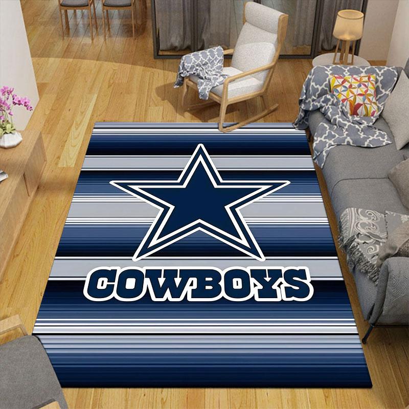 Cowboys Flannel Printed Carpet, Home Sofa Decoration for Living Room & Bedroom, Non‑Slip Play Flannel Floor Mat for Game Room