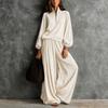 Women's Clothing 2026 Autumn and Winter New Semi-zipper Stand-up Collar Long-sleeved Top Casual Loose Wide-leg Pants Two-piece Set