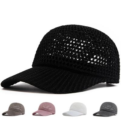 Summer Baseball Cap Mesh Women Men Crochet Hollow Trucker Hat Visor Sun Snapback Female Casual For Outdoor Daily Use Adjustable