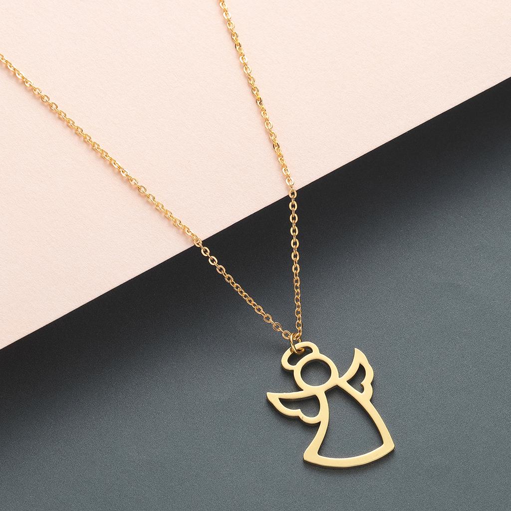 Kinitial Fashion Angel Wings Necklaces for Women Girl Guardian Angel Pendant Statement Choker Necklace White Angel Gift Jewelry