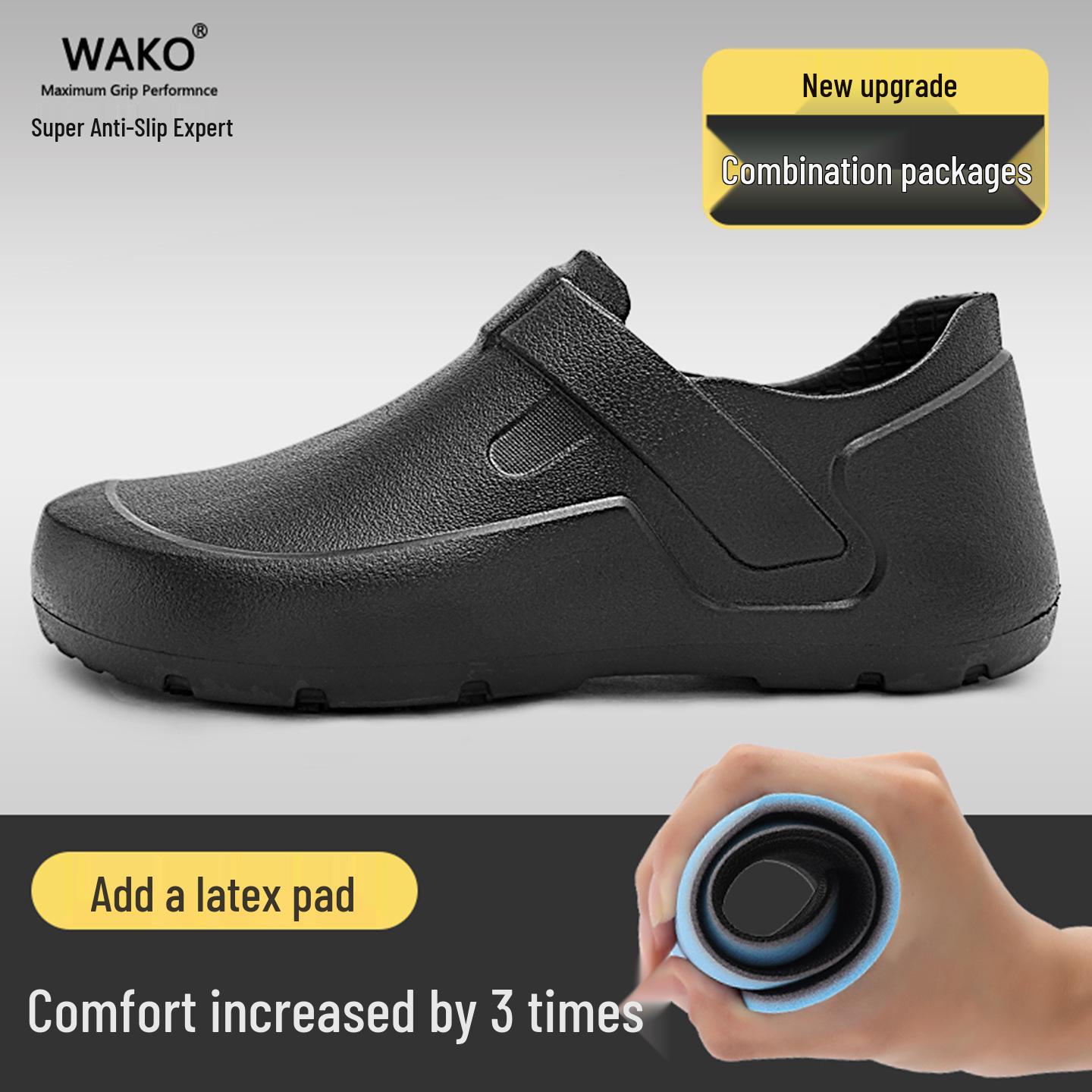 

WAKO Нескользящая водонепроницаемая кухонная обувь для поваров и работников сферы общественного питания 42 чёрный