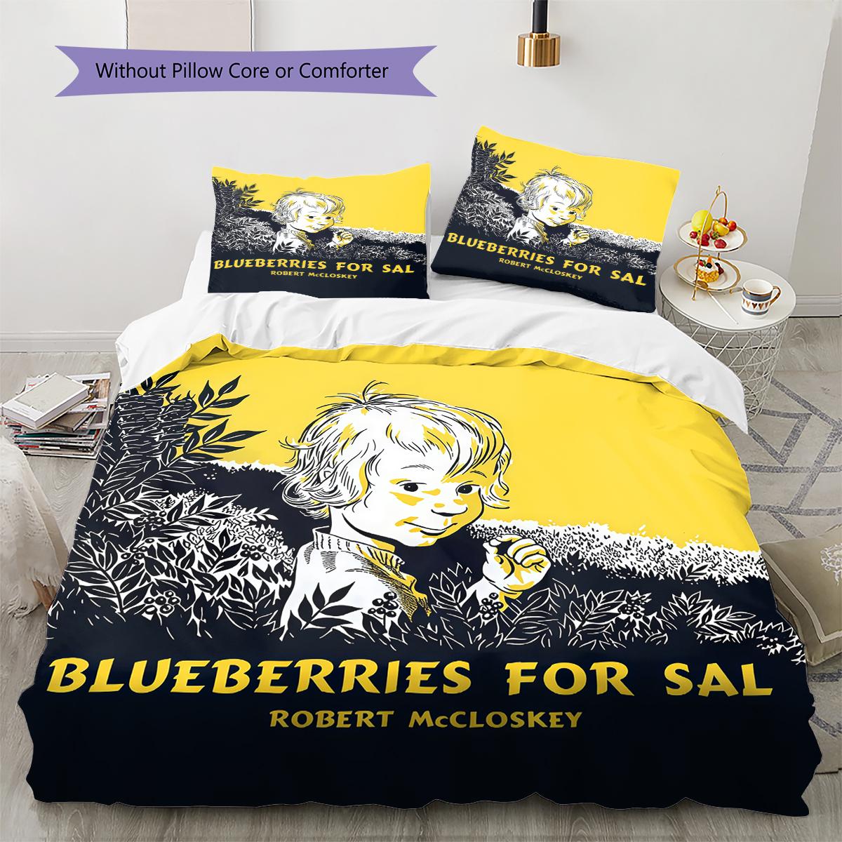 

Blueberries for Sal Pattern Bedding,Quilt Set Quilt Cover Pillowcase Home Birthday Gift (1 * duvet cover + 2 * pillowcase, without core) 135x200cm