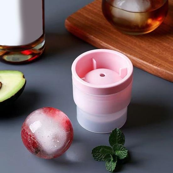 Ice Ball Maker Mold 2.4 Inch Ice Ball Mold Stackable Silicone Easy Release Ice Cube Mold Spherical Ice Maker with Lid for Whiskey Cocktails