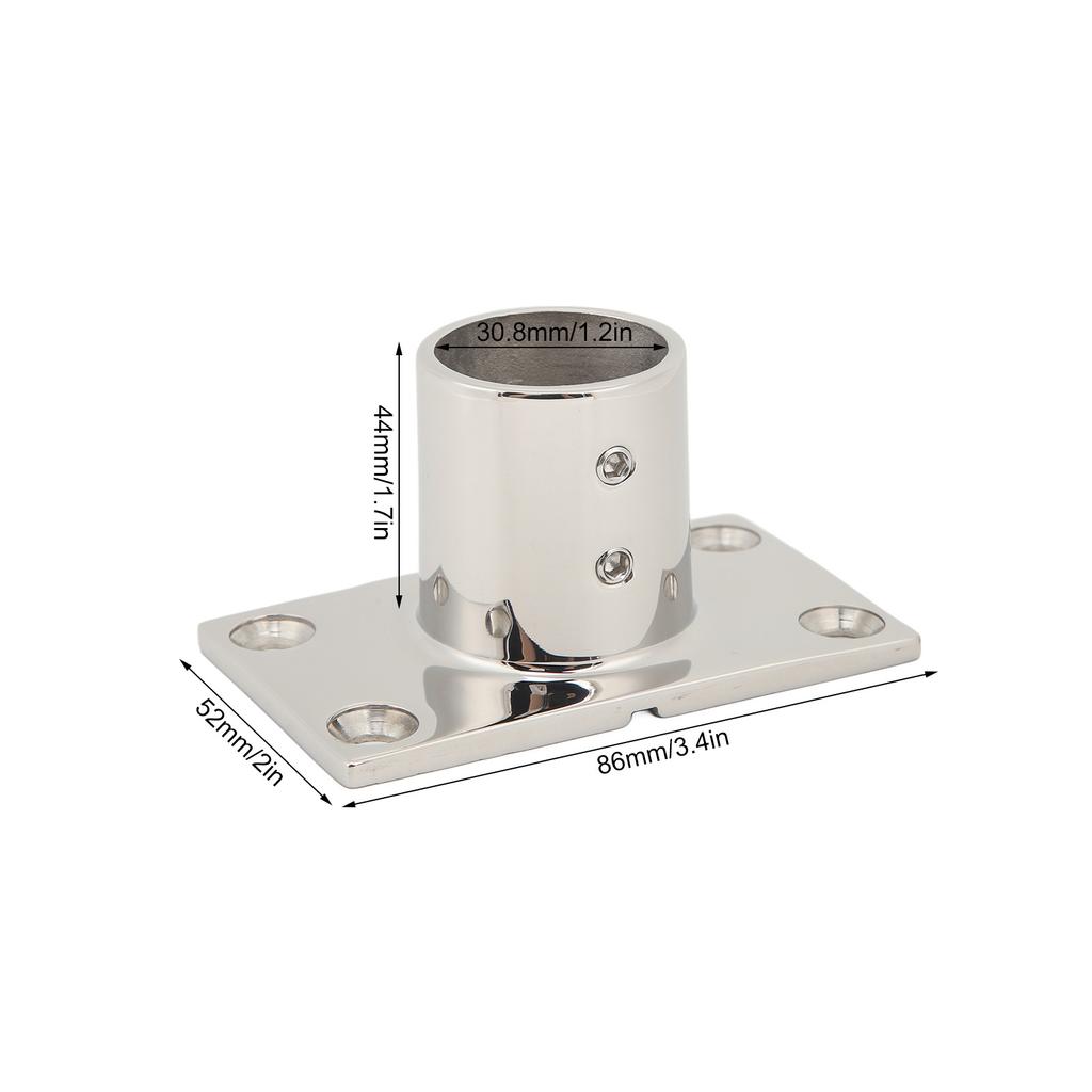 1Pc Boat Handrail Fitting Rectangular Base Silver Rugged Rustproof Boat Deck Handrail Rectangular Base 90° for Boat Marine Yacht