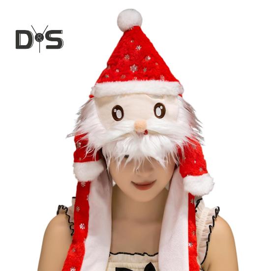 Julhatt Tecknad Älg Snögubbe Dekor Öronrörlig huvudbonad Tjock plysch Vinterhatt Semesterpresent Huvudbonader Festival Kostym rekvisita