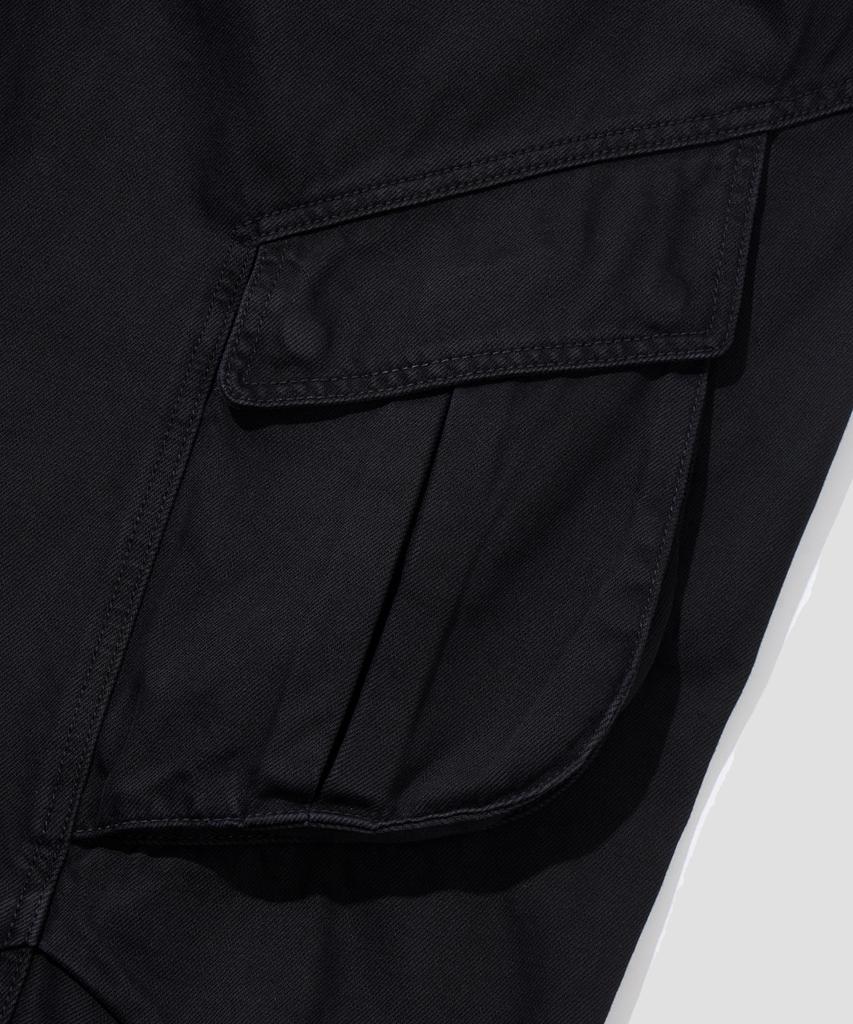 AGOD Vintage Washed Elastic Waist Cargo Pants [Black]