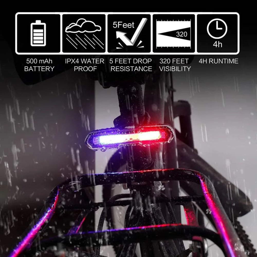 Ultra Bright Bike Light Taillight LED Rechargeable Safety Warning Bicycle Rear Light Night Riding Tail Light Cycling Accessories