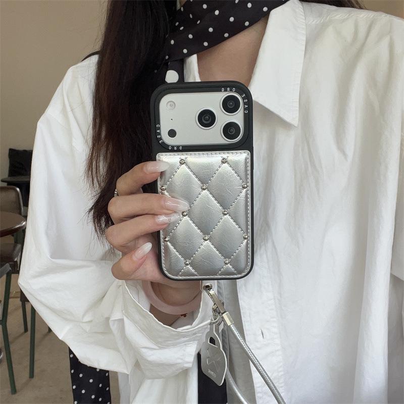 Premium Studded Diamond Pattern Phone Case for iPhone 17/16 Pro Max/15/14 - Light Luxury Design
