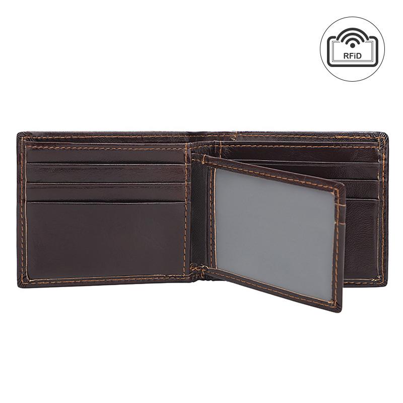 

Top Layer Cowhide Mini Leather Wallet Men with Detachable Card Holder 8.5*10.5cm шоколадний