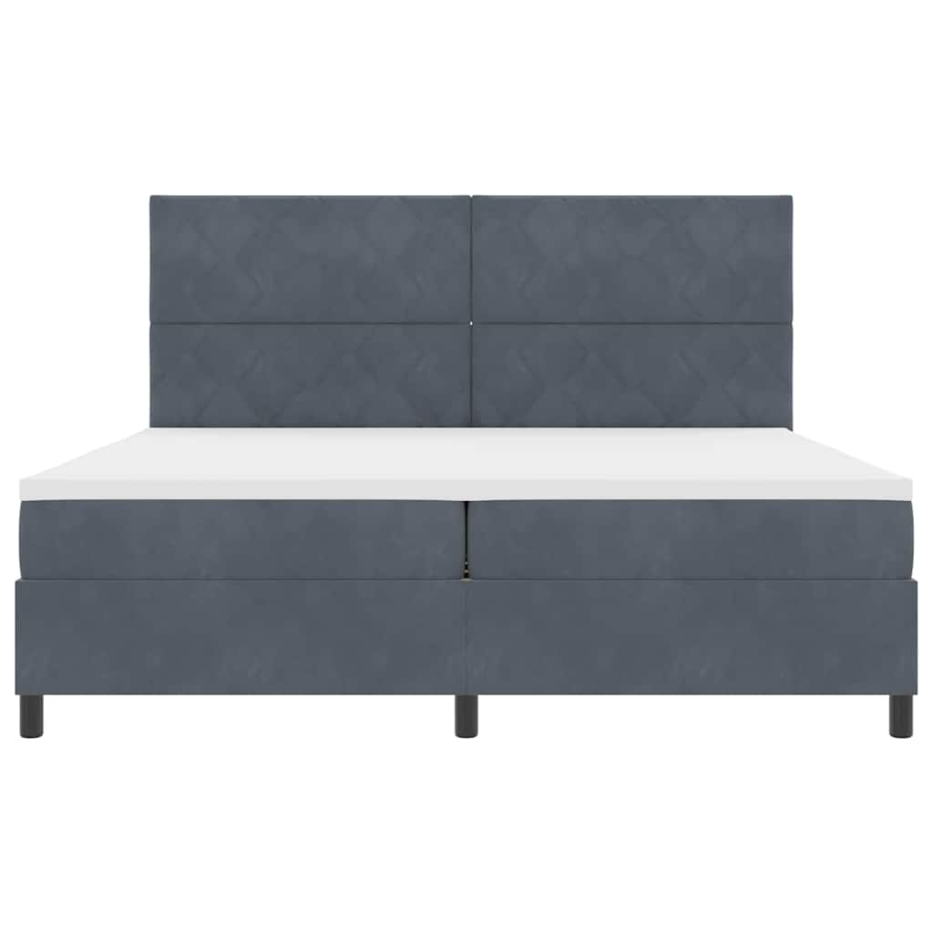 LED Boxspring Bed with Headboard Dark Grey 200 X 200 Cm Velvet