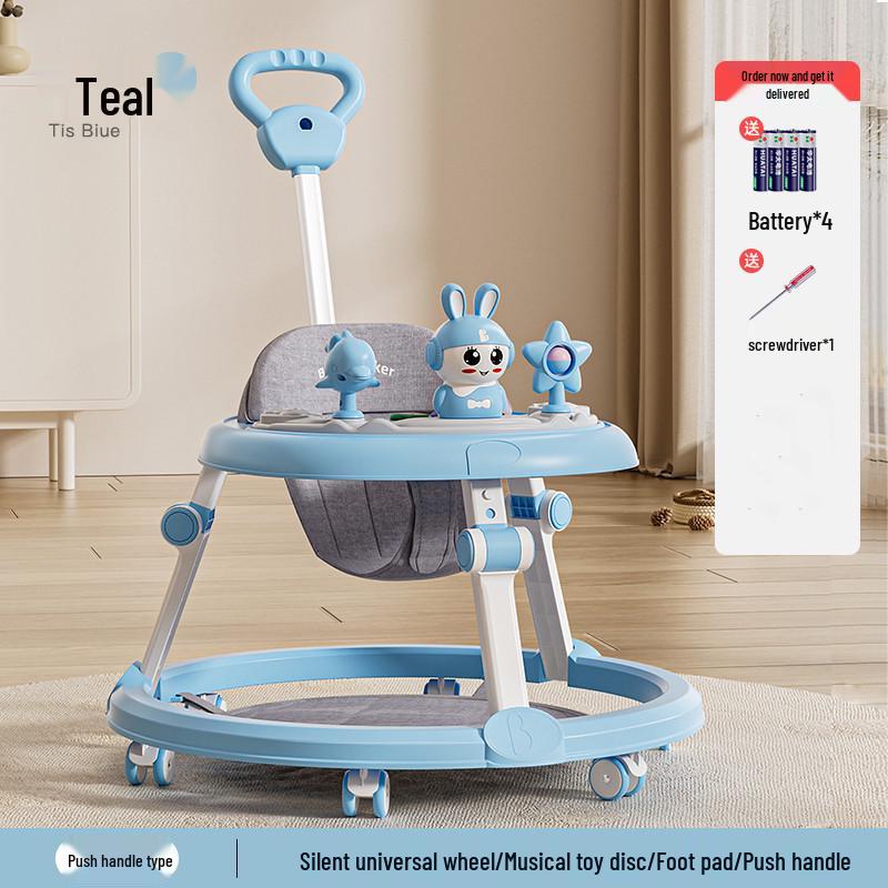 Multifunctional Baby Walker with Music, Lightweight & Foldable for 6-18 Months, Anti-Rollover Design