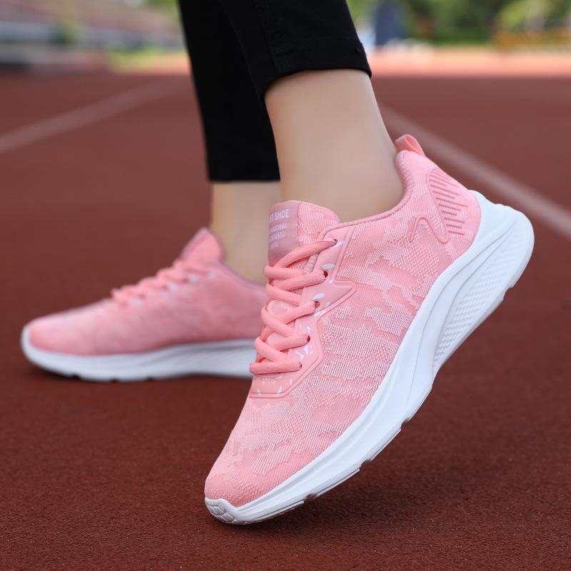 

Мужская и женская повседневная мода высокоэластичные летящие тканые женские туфли сетка большой размер на плоской подошве с низким верхом парные спортивные туфли 46 розовый