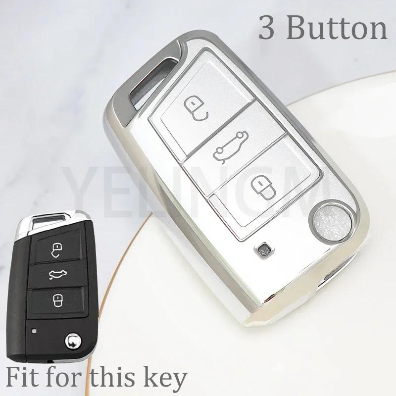 TPU Car Shell Fob Key Case Full Cover For VW Volkswagen Golf 7 MK7 Tiguan MK2 For SEAT Ateca Leon FR 2 Ibiza For Skoda Octavia