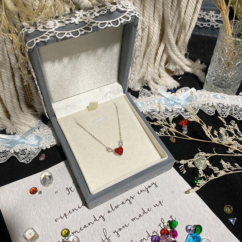 S925 Sterling Silver Heart Necklace with 5A Zirconia, Clear Sky Collection, Women's Clavicle Chain