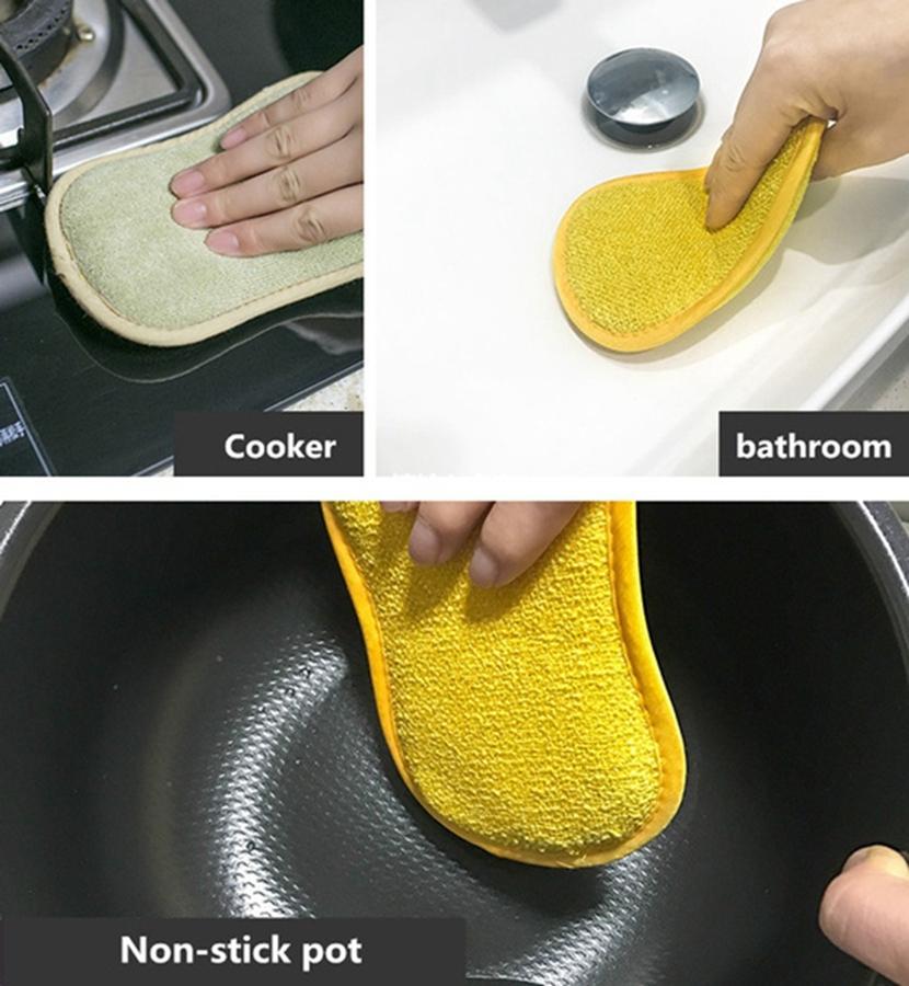 5 st Köksrengöringssvamp för disk Repfri mikrofibersvamp Skrubbare Kök Rengöringsvamp för hemmet Panna Diskmaskin Svamp