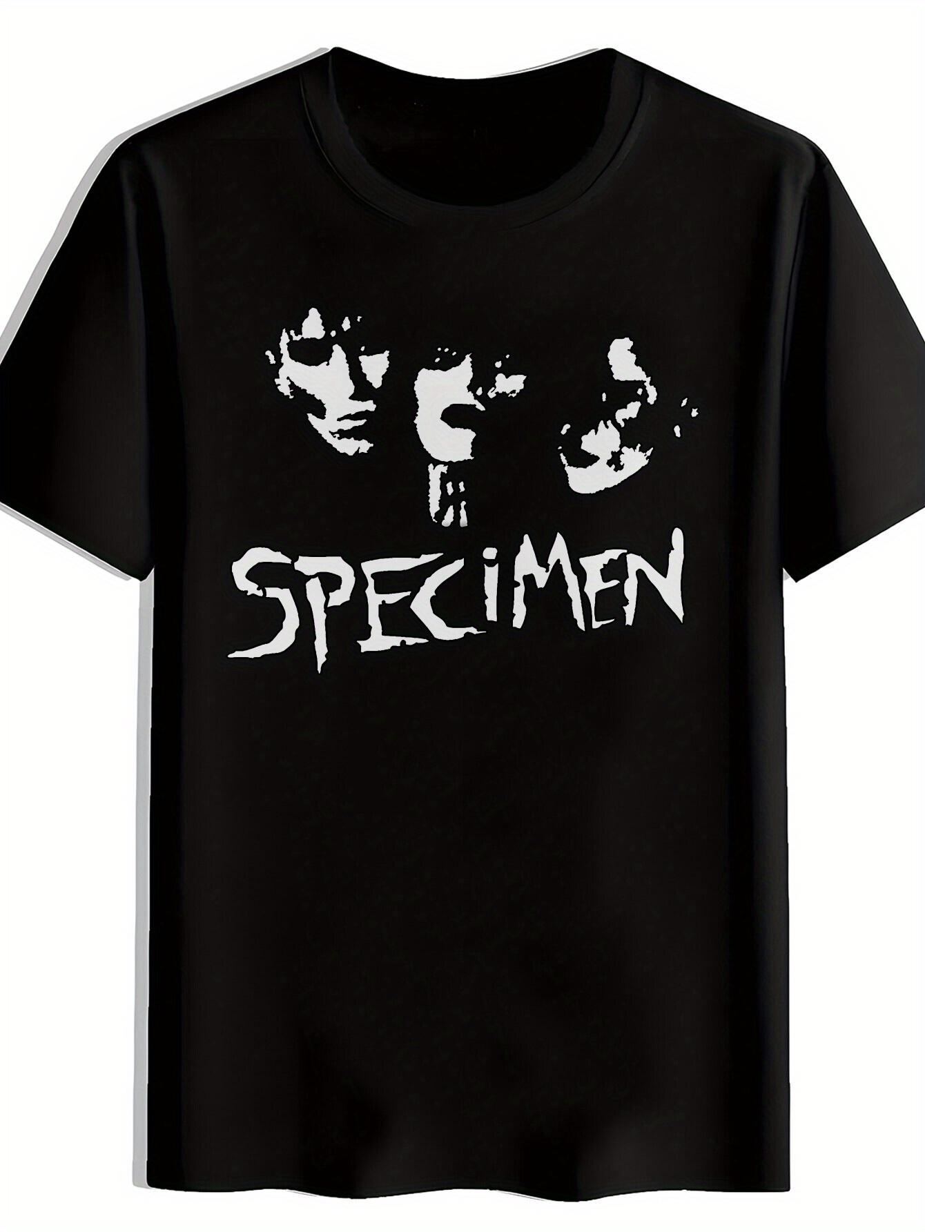 Black T-shirt with SPECIMEN Graphic Print - Edgy White Mask Design M