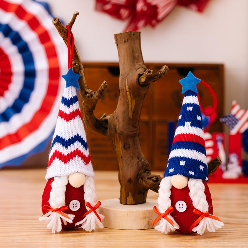 Handmade Patriotic Swedish Gnome Decor For Independence Day Featuring Adorable Knit Hats