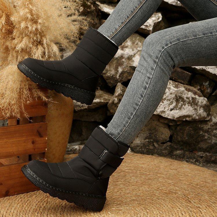 Women's Large Size Thick Sole Soft Sole Winter Warm Fur Snow Boots Padded Lined Ankle Boots Anti-slip Hiking Sports Cotton Boots