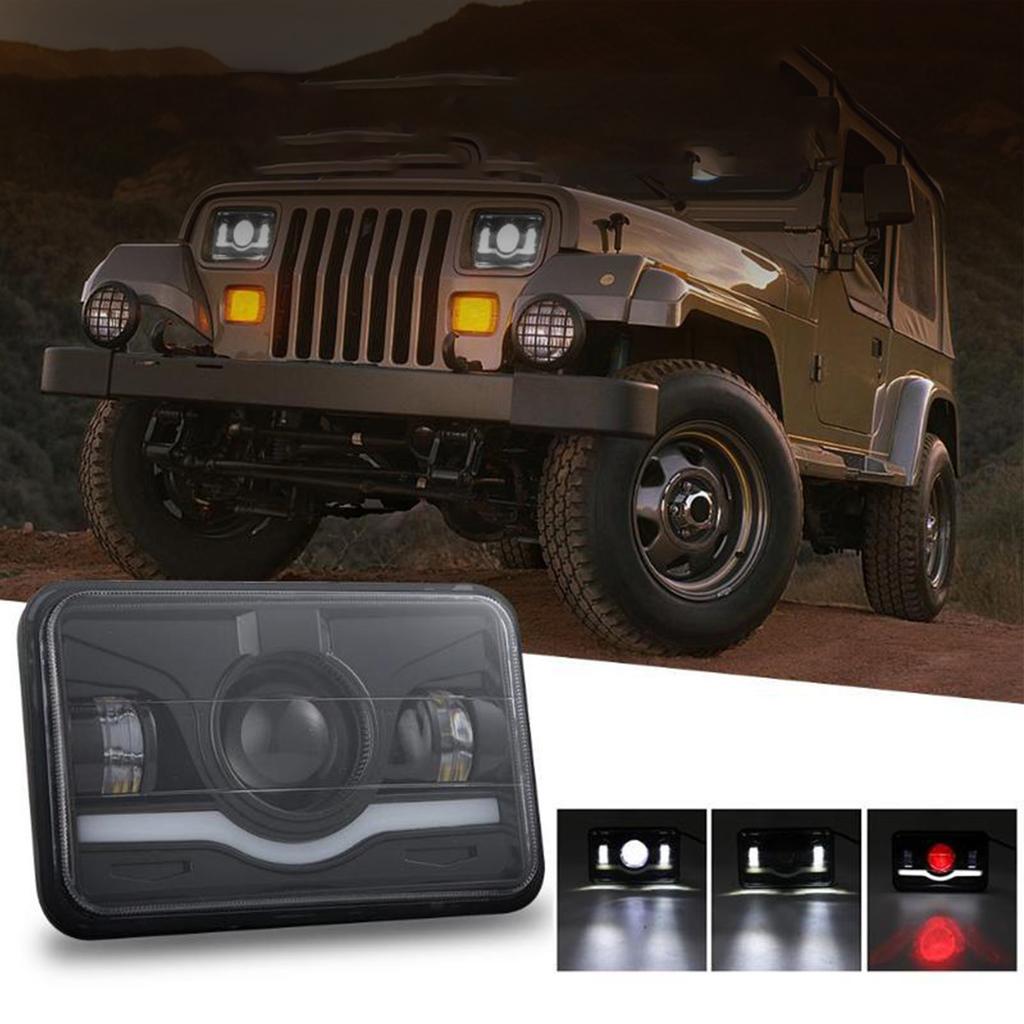 4x6 Inch LED Headlights 45W 9?32V DC IP68 Waterproof White Red DRL High Low Beam Turn Signal Lamp