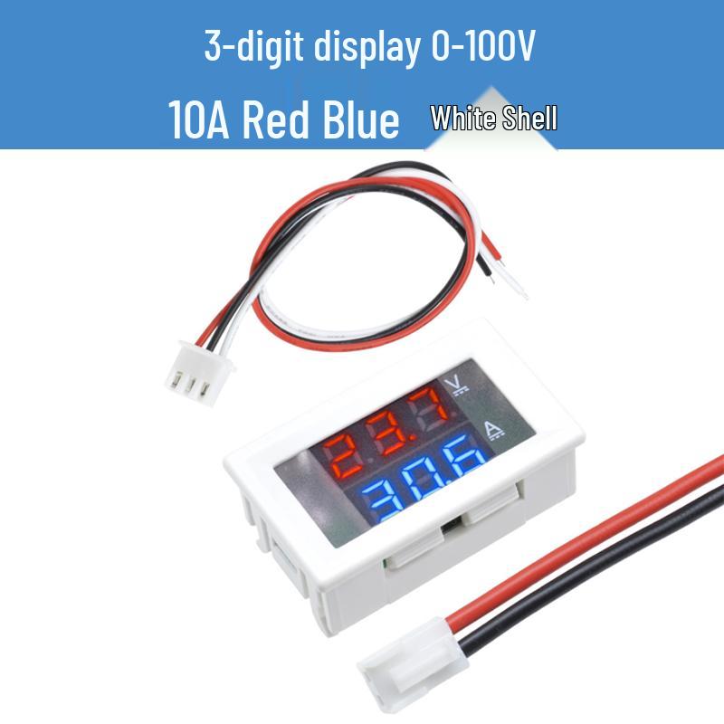 Digital LED DC Current Voltage Meter, Dual Display: 0-100V/200V, 10A/50A/100A Ammeter