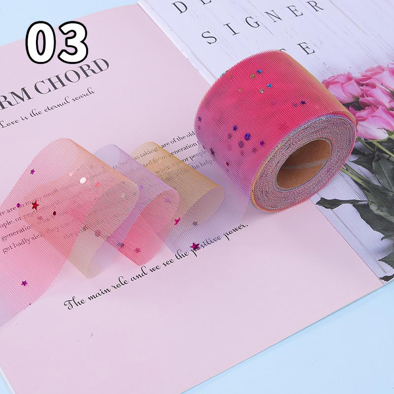 25 Yards Sequin Rainbow Star Moon Mesh Lace Trim Ribbon Fabric Wedding Dress DIY Bow Birthday Party Decoration Crafts