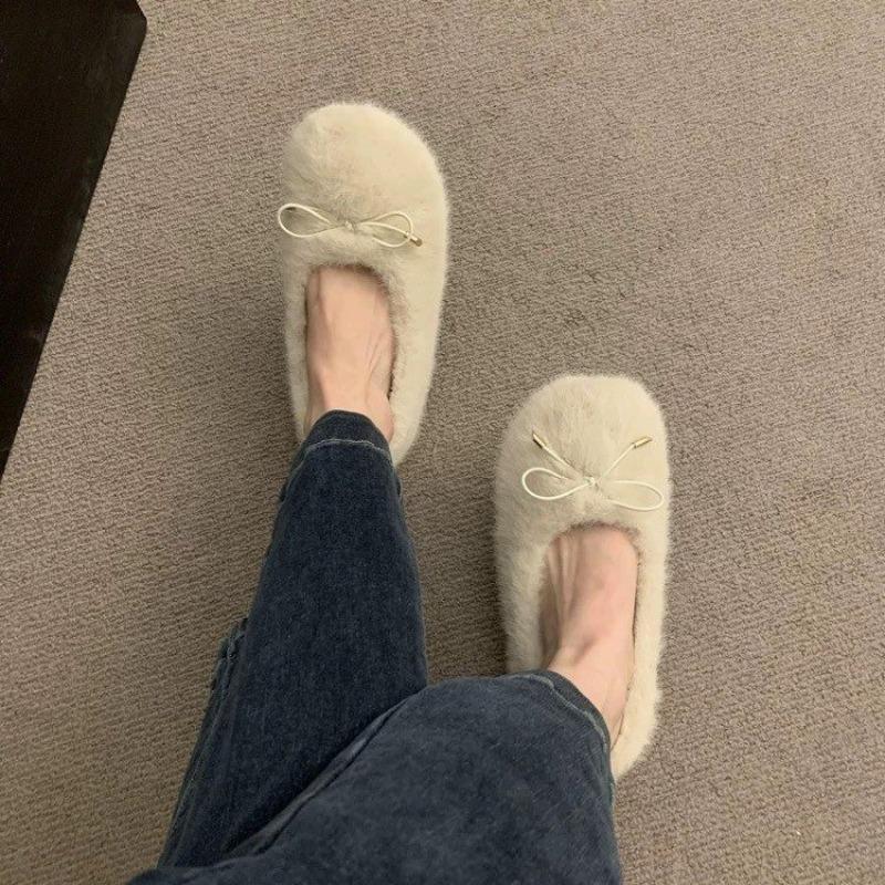 

Новая Мода Женская Обувь Балетки Низкий Каблук Повседневные Женские Кроссовки Слипоны Лоферы Мех Круглый Носок Глубокий Вырез Лодочки Слипоны Зима 40 абрикосовый