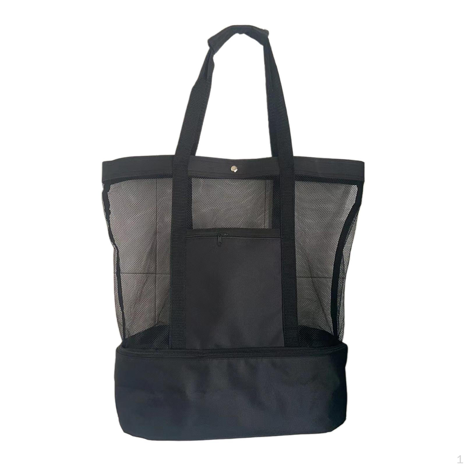 Пляжная сумка-холодильник, герметичная легкая сумка для хранения контейнера, сетка для обеда, чёрный