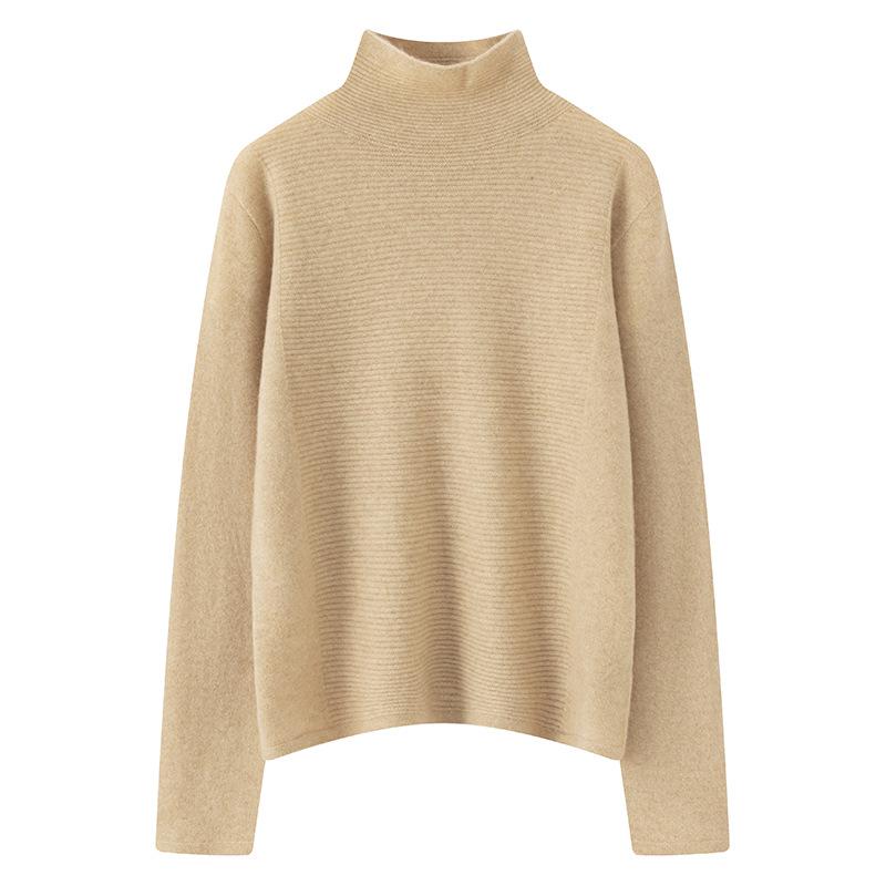 Women's High-Neck 100% Cashmere Sweater - New Fashion Solid Color Pullover Warm Knitwear