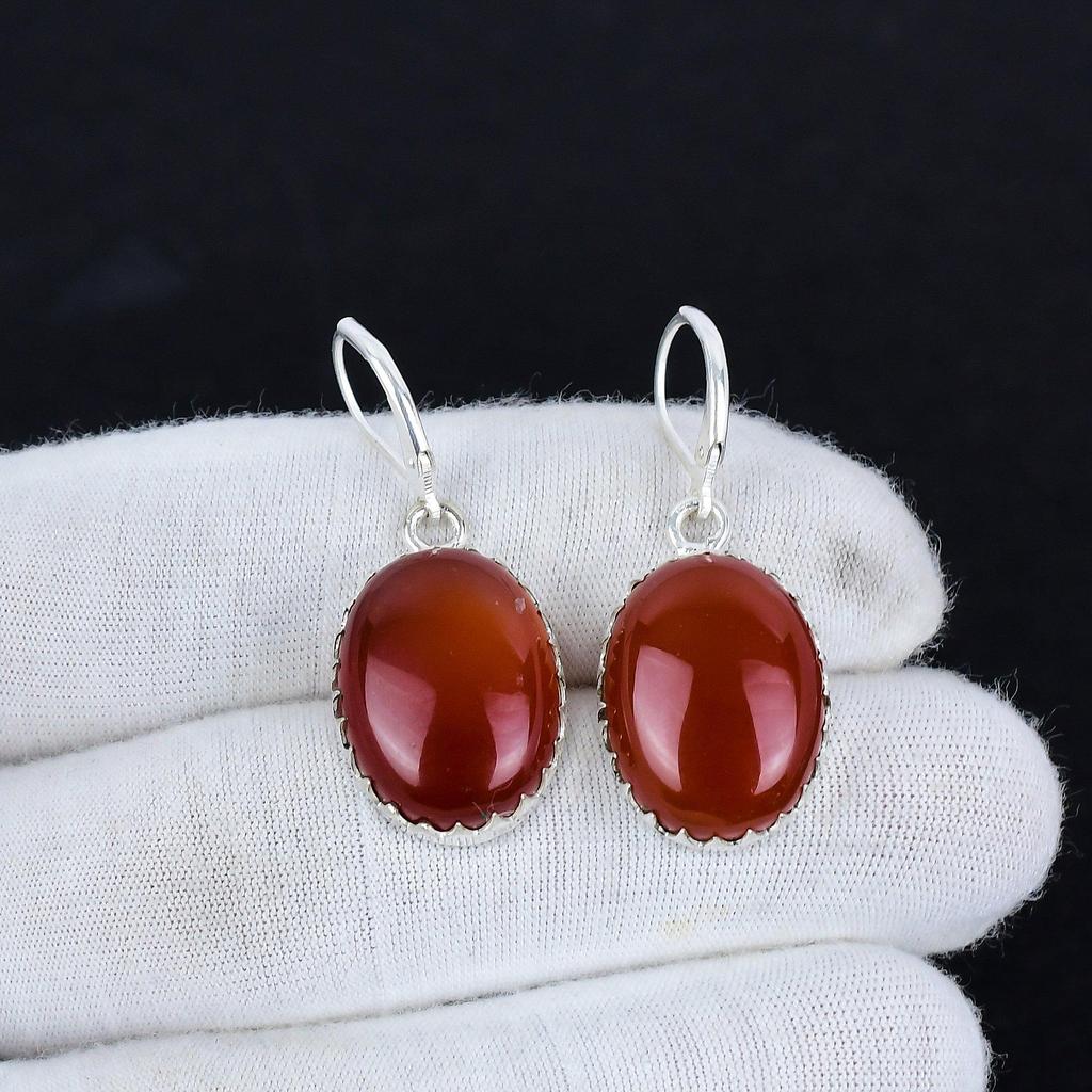Natural Carnelian Gemstone 925 Sterling Silver Earring, Boho Silver Jewelry Dangle Earrings, Gifts For Mother Day Gifts For Her