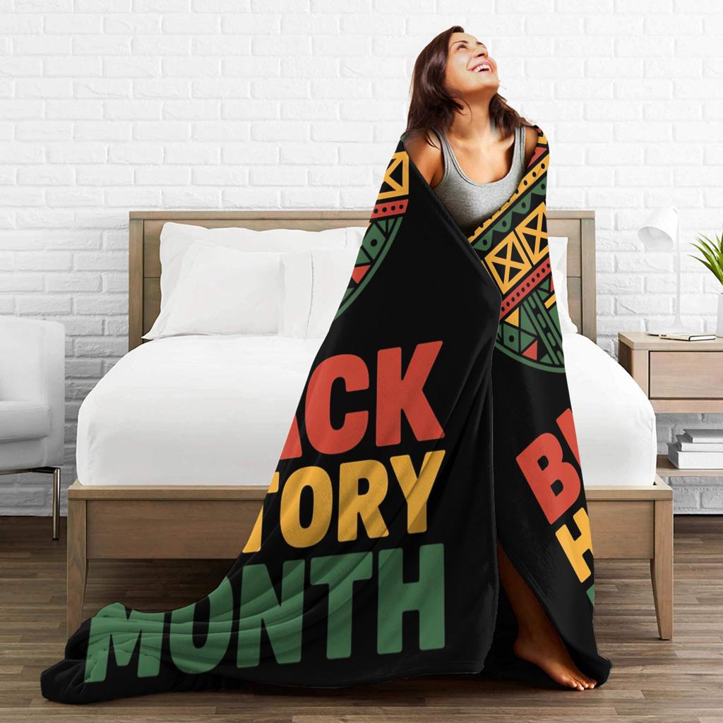 Black History Month African American Blankets Fleece Novelty Soft Throw Blankets for Bedding Lounge Decoration