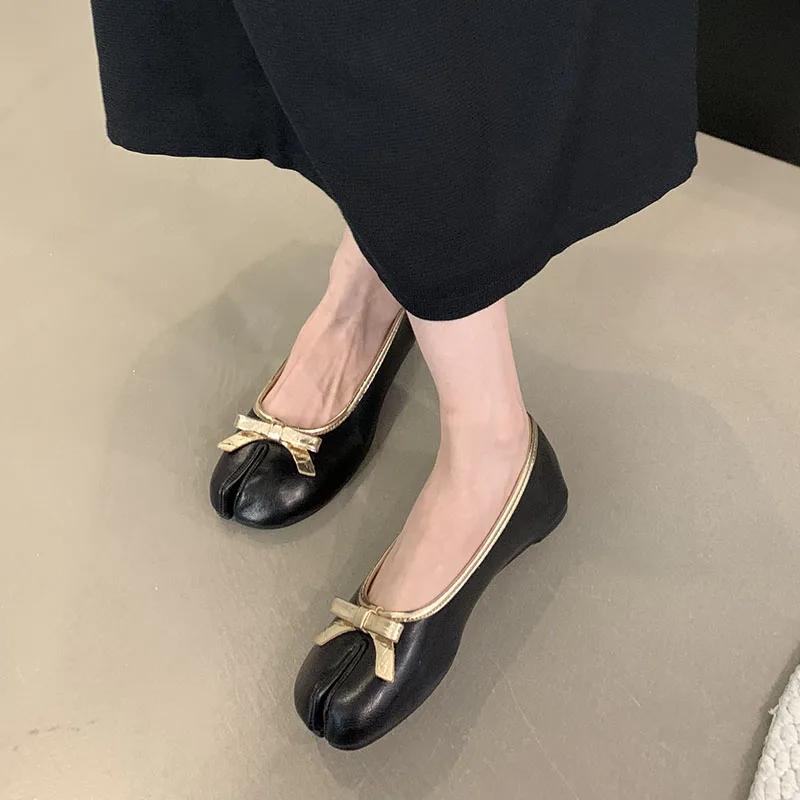 Fashion Strange Toe Footwear Shallow Flats Slip On Shoes For Women Summer Spring Female Butterfly-Knot Ladies Flats Shoes