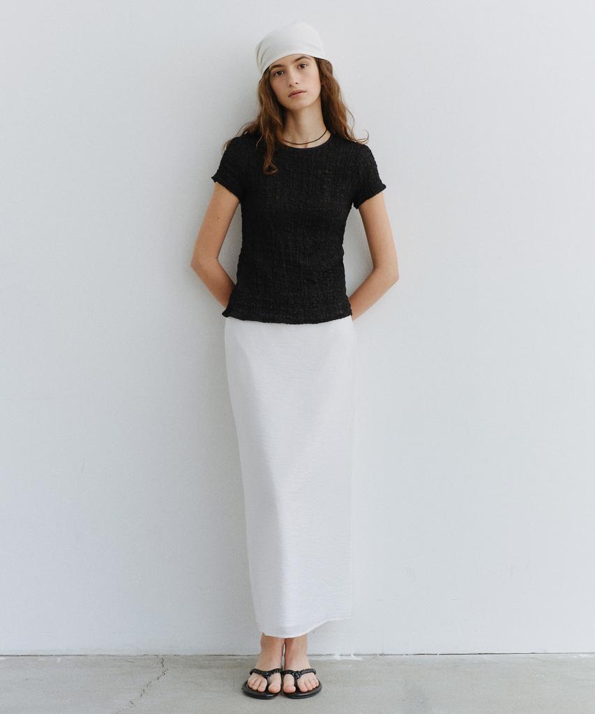 Yulago Silk Back Slit Long Skirt