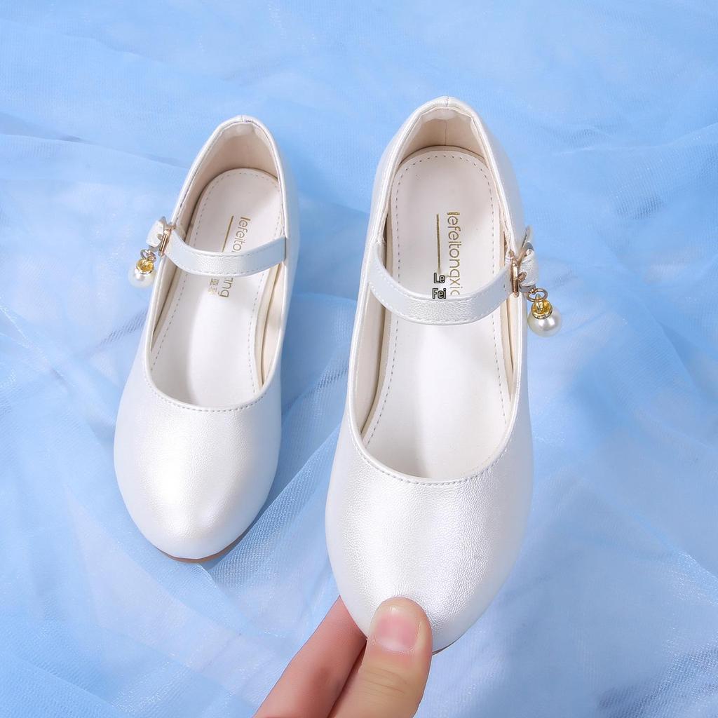Girls' High Heel Leather Princess Shoes with Crystal Accent - New Korean-Inspired Spring/Autumn Edition for Children's Performances