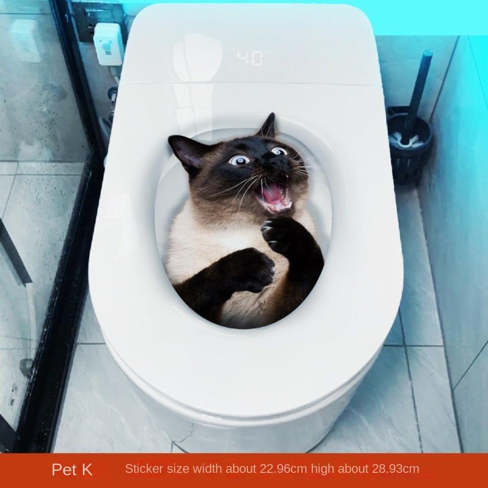 

Самоклеящаяся наклейка на стену 3D Кот Собака Наклейки на сиденье унитаза Креативные наклейки для туалета Домашнее украшение 12