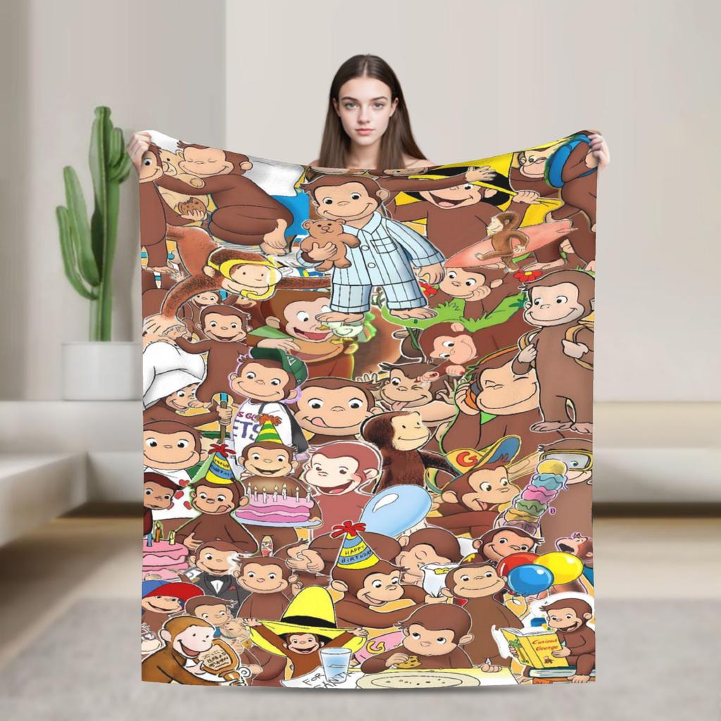 Curious George-s Blanket  Soft Street Trend Plush Throw Blanket For Living Room Travel Flannel Bedspread Bed Cover