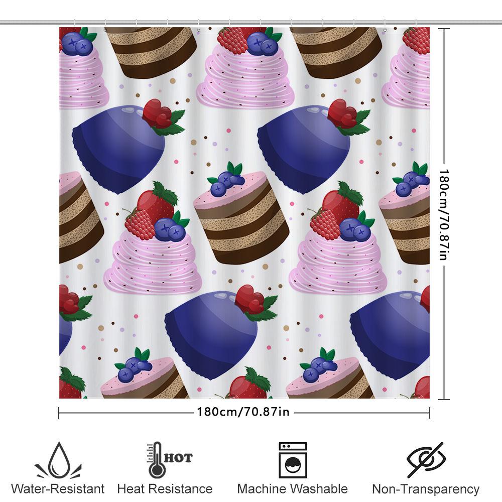 Kitchen Shower Curtain Set Sweet Treats Blueberries Strawberries Party Decorations For Bathroom Walls In Pink, Purple Chocolate