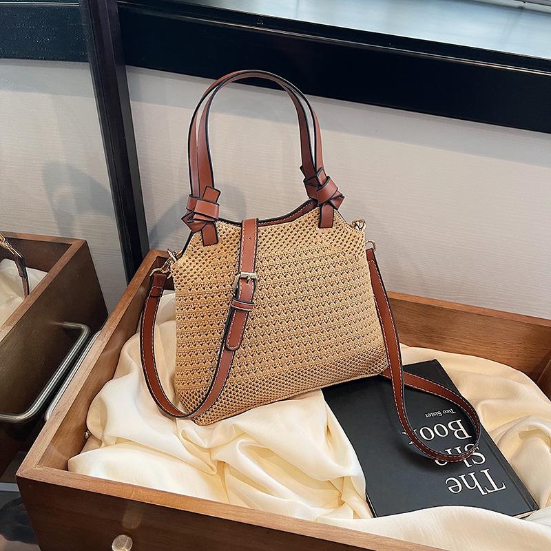 Letnia nowa nadmorska plaża podróżna słomkowa torebka modna uniwersalna dzianinowa torba na ramię