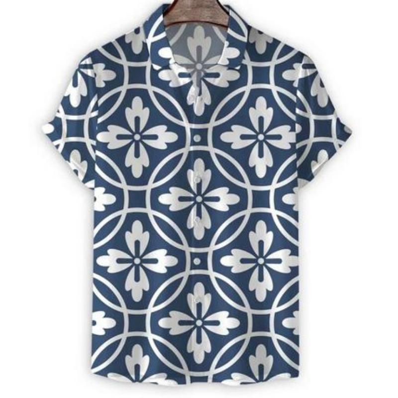 Men S Summer Short Sleeve Shirt 3d Print Striped Color Block Casual