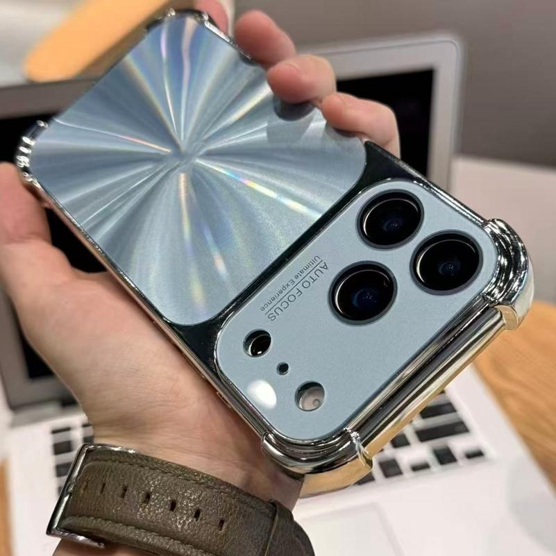 New 6D Colorful Laser Aurora Case For iPhone 13 14 15 16 17 Pro Max Air Soft Bumper Shockproof Glass Camera Hard PC Cover