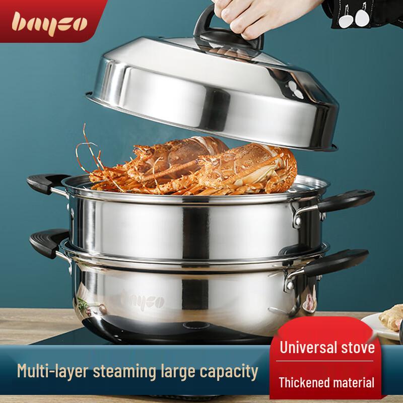 Двухъярусная пароварка-супница BAYCO из нержавеющей стали