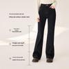 Xiangying Women's Retro High-Waist Flared Jeans with Scarf