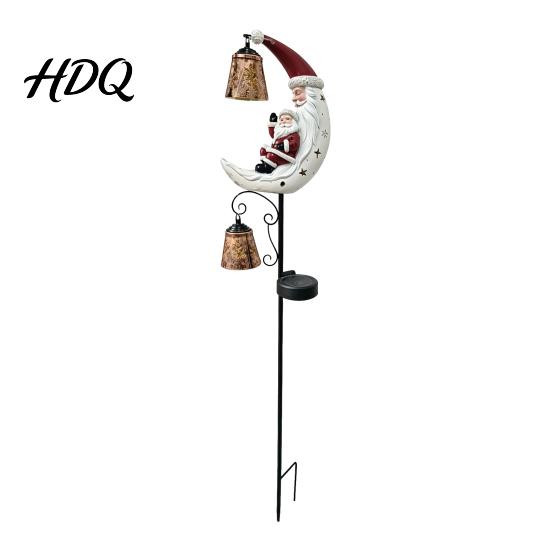 Festive Holiday Pathway Decorations Solar Christmas Santa Claus Moon Garden Stake Light Waterproof Crescent Outdoor Ground Inserted Night Lights LED