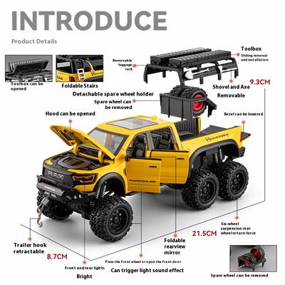 1/24 Alloy Die-cast Mammoth Truck Model Simulation Sound and Light Children's Toy Car Boy's Birthday Gift Collection Ornaments