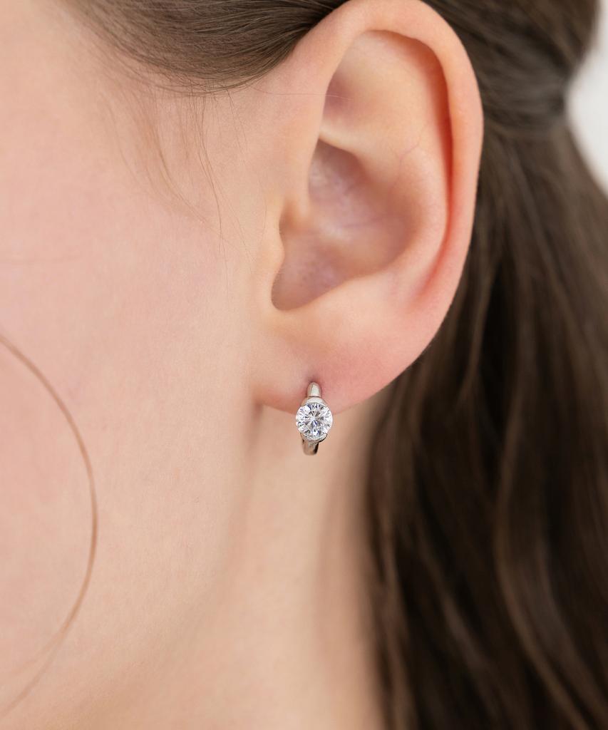 Tatiana (Silver 925) Round Cubic Point Hoop Earrings Ec3309