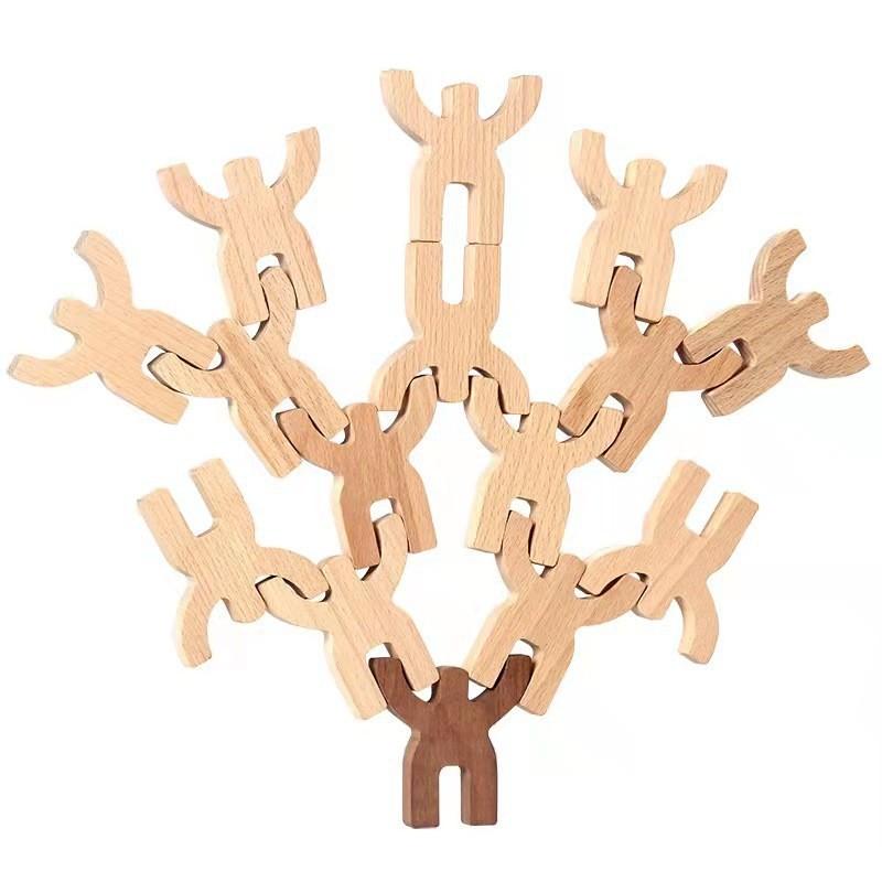 Children's wooden stacking music balance color primary color building block stacking height male and female treasure balance game toy