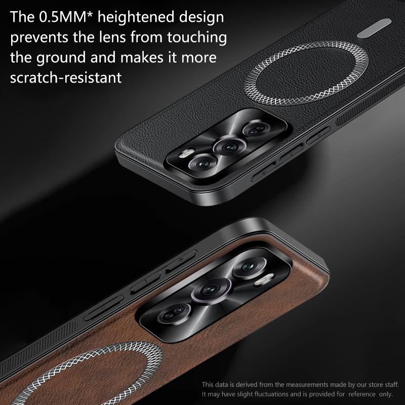 Luxus PU Lederhülle für Oppo Reno12 Pro 5G Magsafe Magnetischer Linsenschutz Stoßfeste Hülle für Oppo Reno12 F 12 FS F27 5G