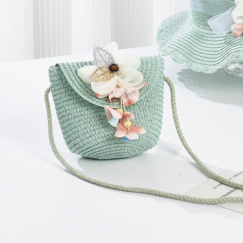 Girls' Straw Woven Coin Purse - Cute Outdoor Travel Handbag for Kids