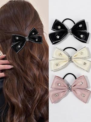 Bow Tie Headband, Hair Tie, Women's Fashion, Exquisite, High-end, High Ponytail, Tied Hair, Rubber Band Hair Accessories