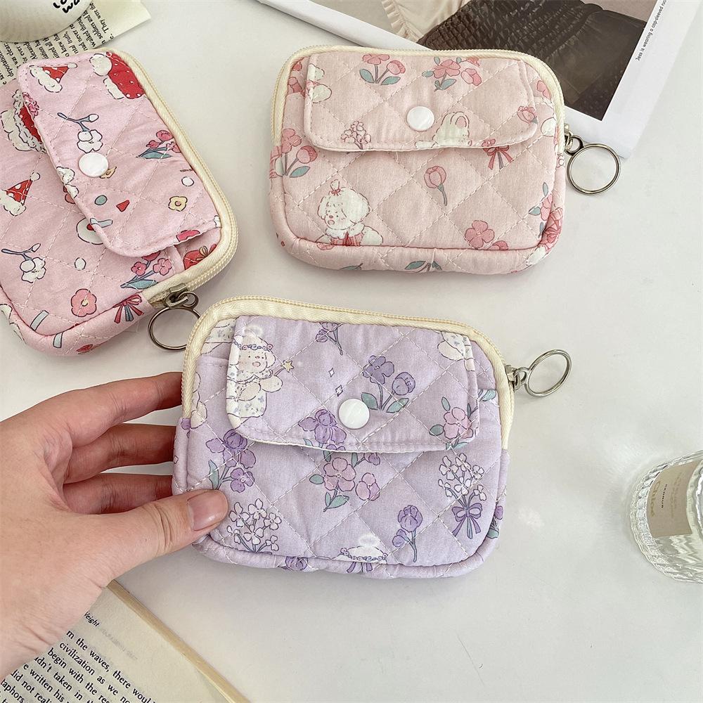 Cute Cartoon Floral Quilted Multifunctional Bag: Organizer, Document Holder, Coin Purse, Card Holder