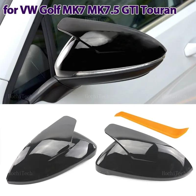 Horn Look Black Rearview Side Mirror cover Caps for Volkswagen VW Golf 7 MK7 MK7.5 GTI R GTE GTD 2013-